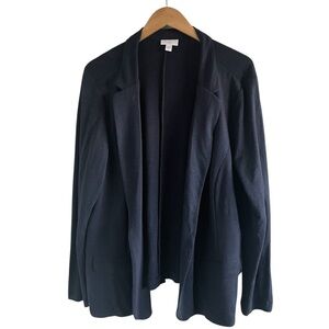 J. Jill Open Front Blazer Linen Blend Minimalist Coastal Layering XL Navy